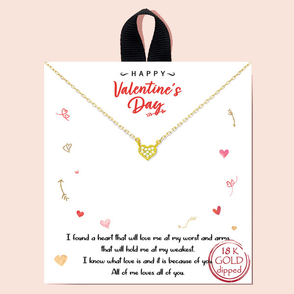 88553_Gold heart pendant necklace/18K Gold dipped/ Valentine